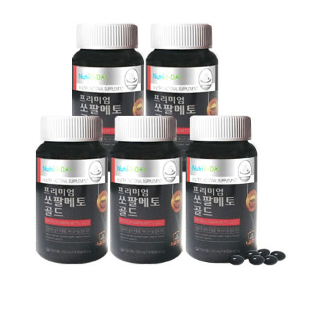 뉴트리디데이 프리미엄 쏘팔메토 골드 550mg 90캡슐 5통 전립선건강 옥타코사놀 GT