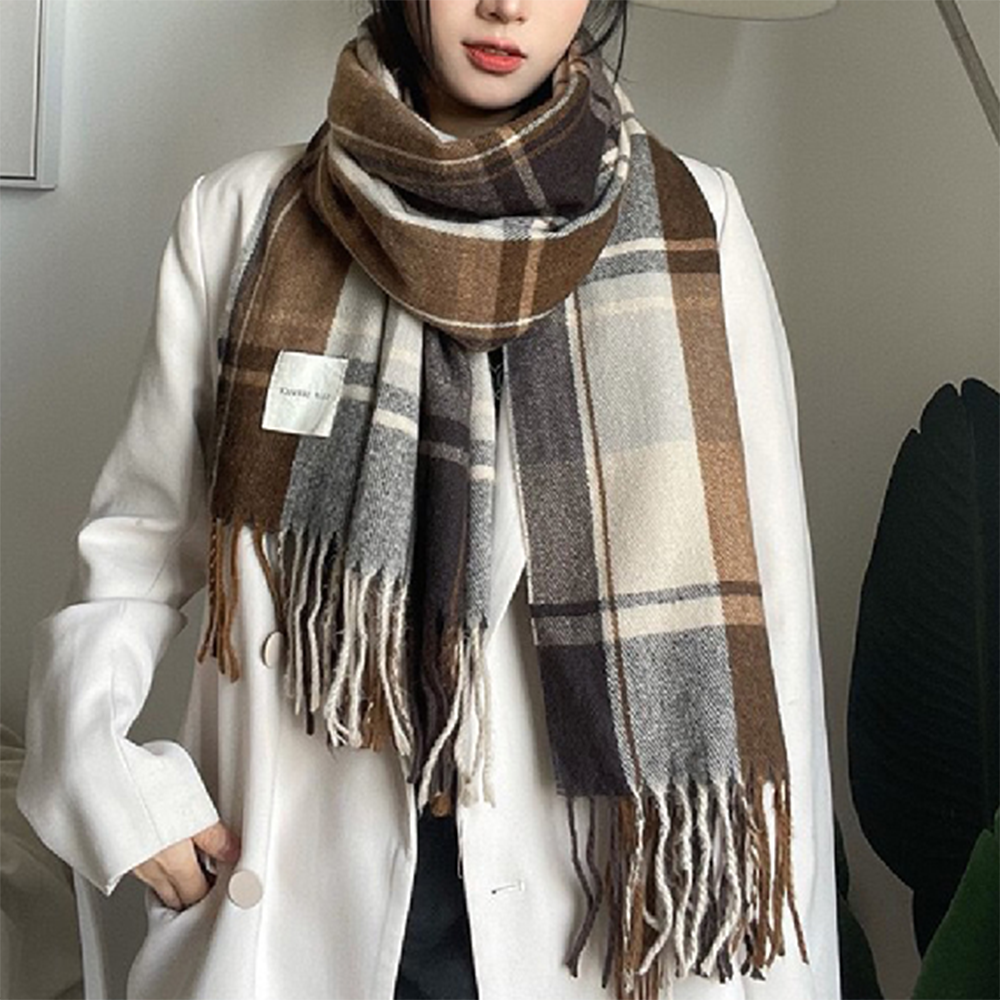 머플러 목도리 체크 무늬 가을 선물 예쁜 따뜻한 겨울 여성 커플 고급 여자 패션 간절기 - 상품 이미지