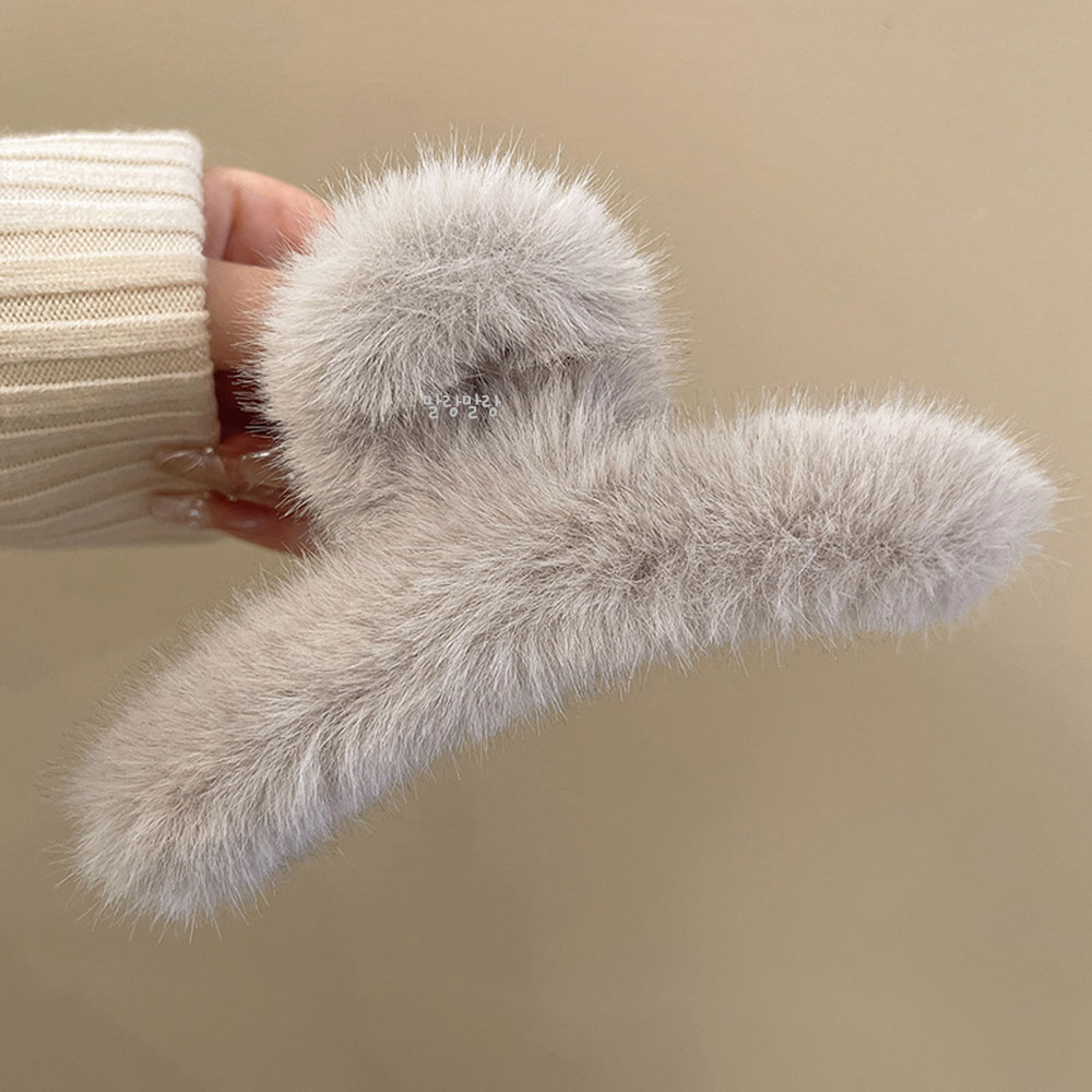 심플한 밍크 털헤어삔 올림머리 대형집게핀