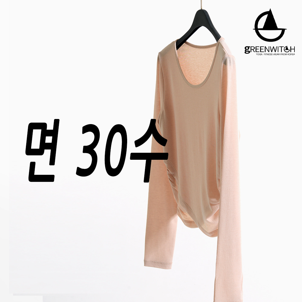 그리니치 뱃살커버 셔링랩 티셔츠 면30수 요가복 - 상세 이미지 4