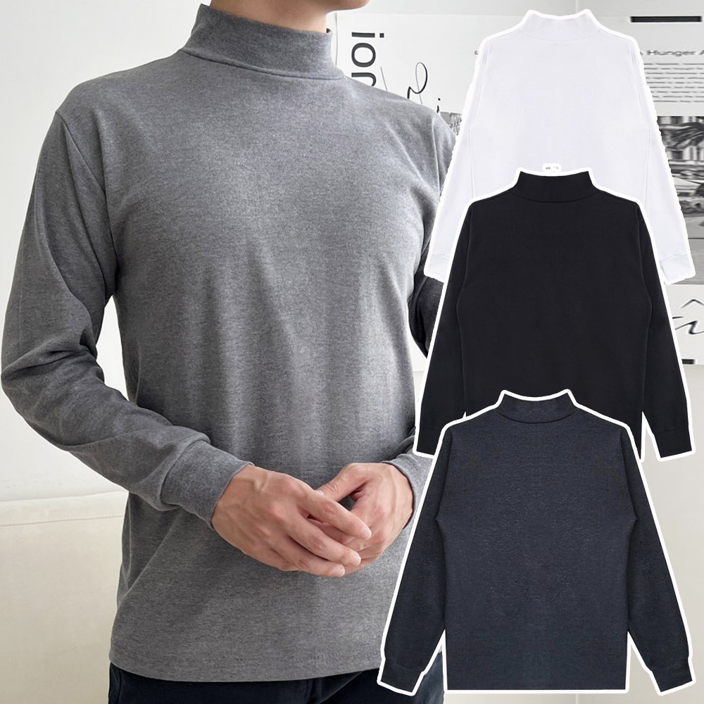 국내생산 남자목폴라 기본 베이직 면 반목티 시보리 정장 폴라티셔츠 빅사이즈 110까지 - 상품 이미지