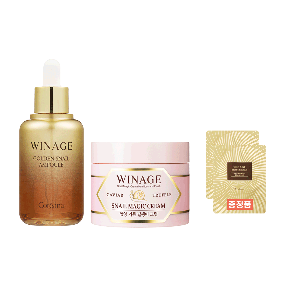 코리아나 위네이지 악건성 피부 고보습 케어 달팽이 크림+앰플 (증정품 스네일마스크2장 )