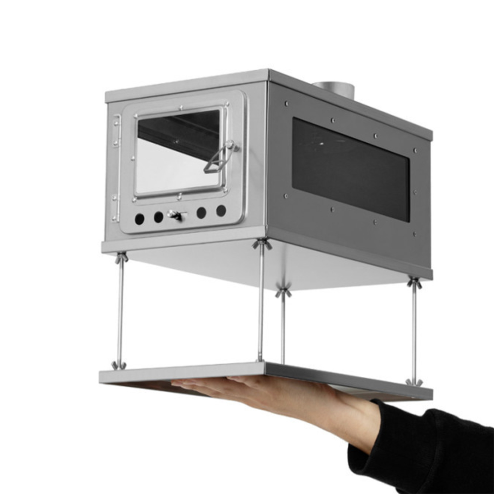 와일드와일드웨스트 화목 난로 티타늄 W 스토브 화로대 가정용 캠핑 실내 사이드뷰 와와웨