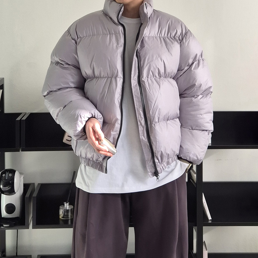 남자유광패딩 오버핏 투웨이 집업 점퍼 웰론 남자 숏패딩 - 상세 이미지 2