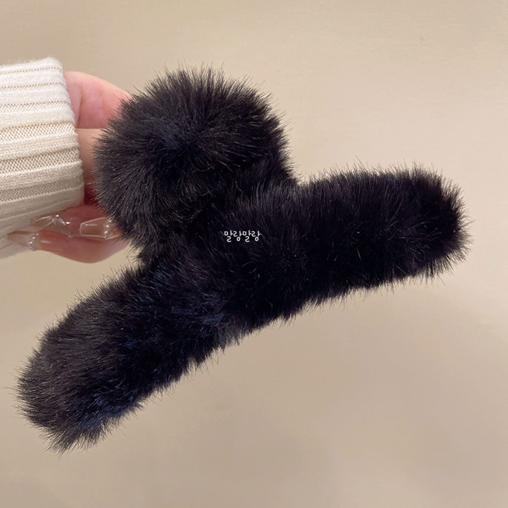 심플한 밍크 털헤어삔 올림머리 대형집게핀