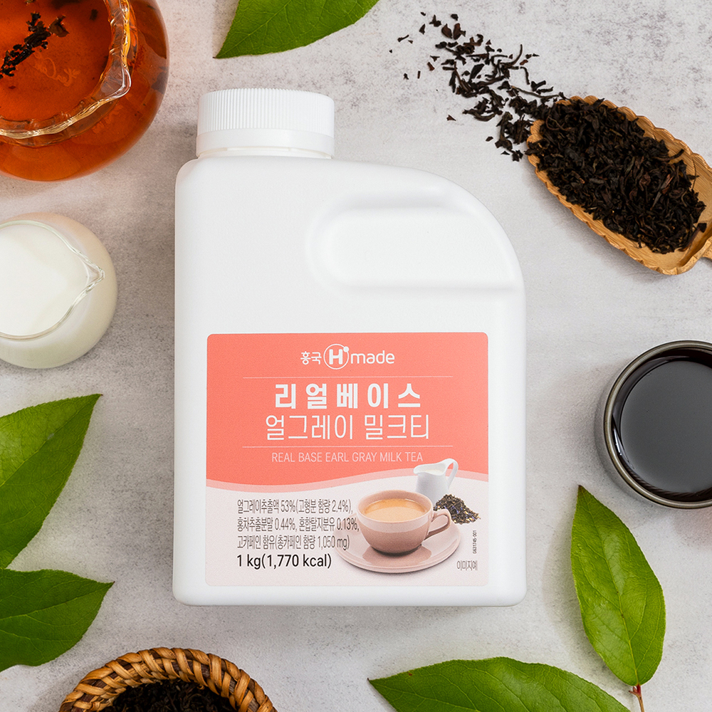 흥국 리얼베이스 얼그레이 밀크티 농축액 1kg 2개 버블티 원액 - 상세 이미지 2