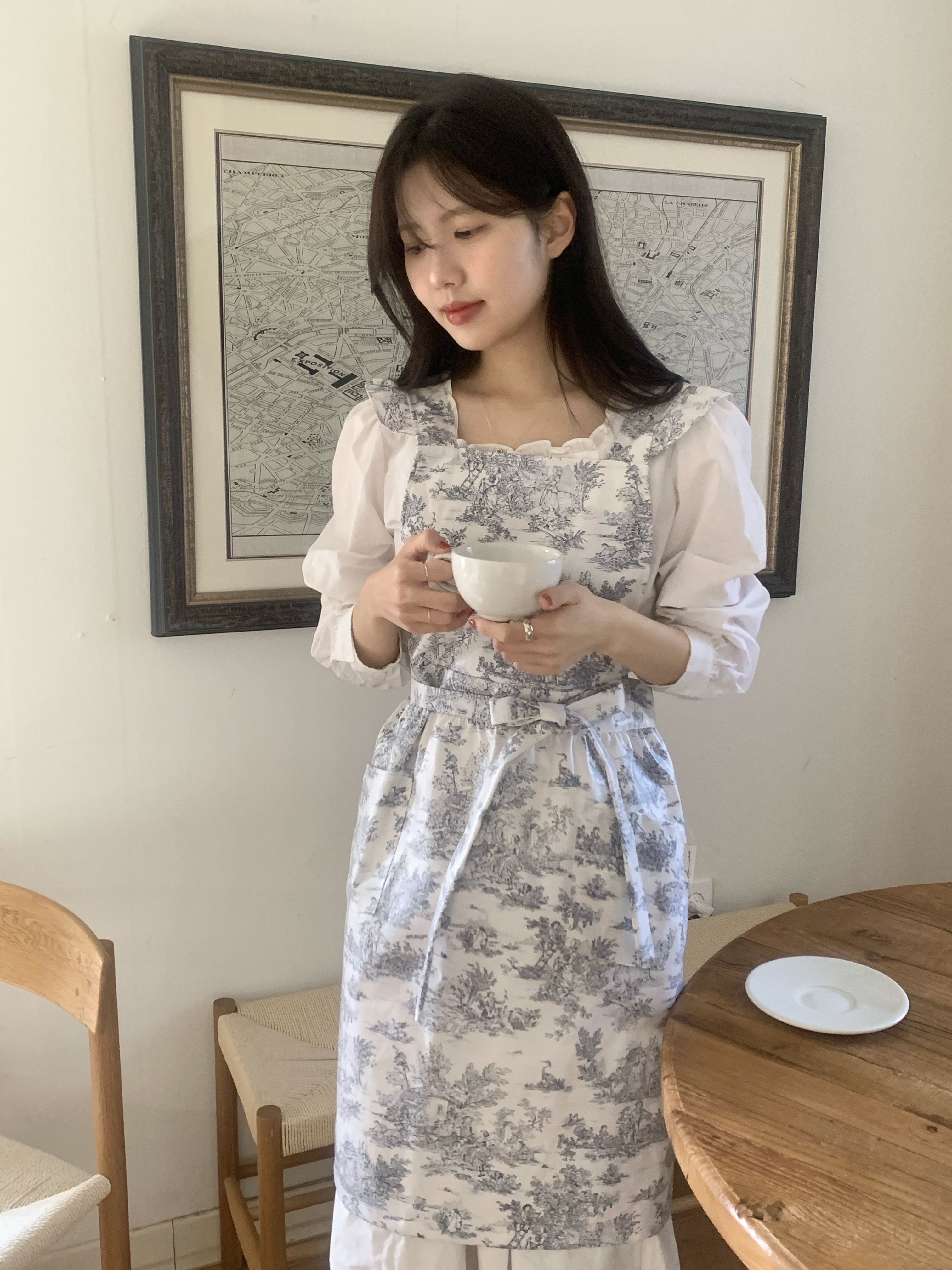 아미앙스 어깨프릴 방수 앞치마 애견미용 미용실 꽃집 카페 뜨왈 에이프런 - 상세 이미지 4