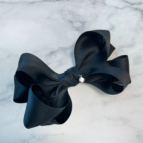 시크블랙 큐빅장식 리본핀 - 상품 이미지