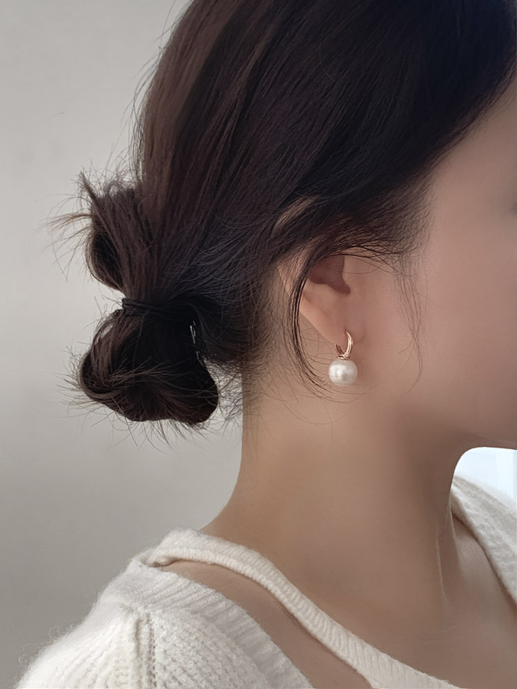 셀프러브 클래식 원터치 진주링(12mm) - 925실버 핵진주 웨딩 혼주 돌잔치 링귀걸이