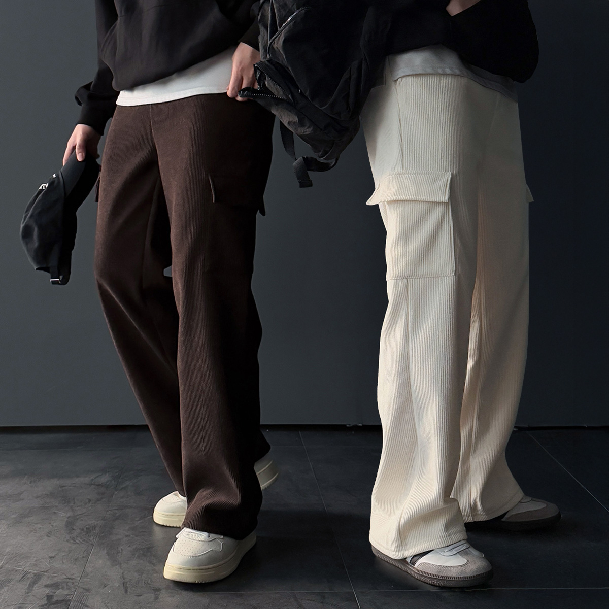 1+1 남자코듀로이팬츠 카고바지 골덴바지 - 상품 이미지