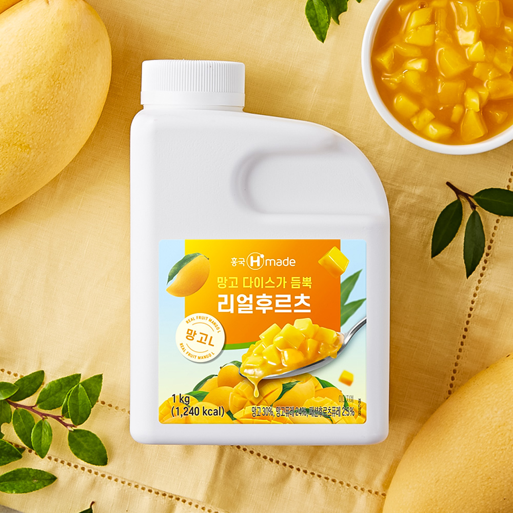 흥국 리얼 후르츠 망고 농축액 1kg 2개 과일청 원액 에이드 - 상세 이미지 2
