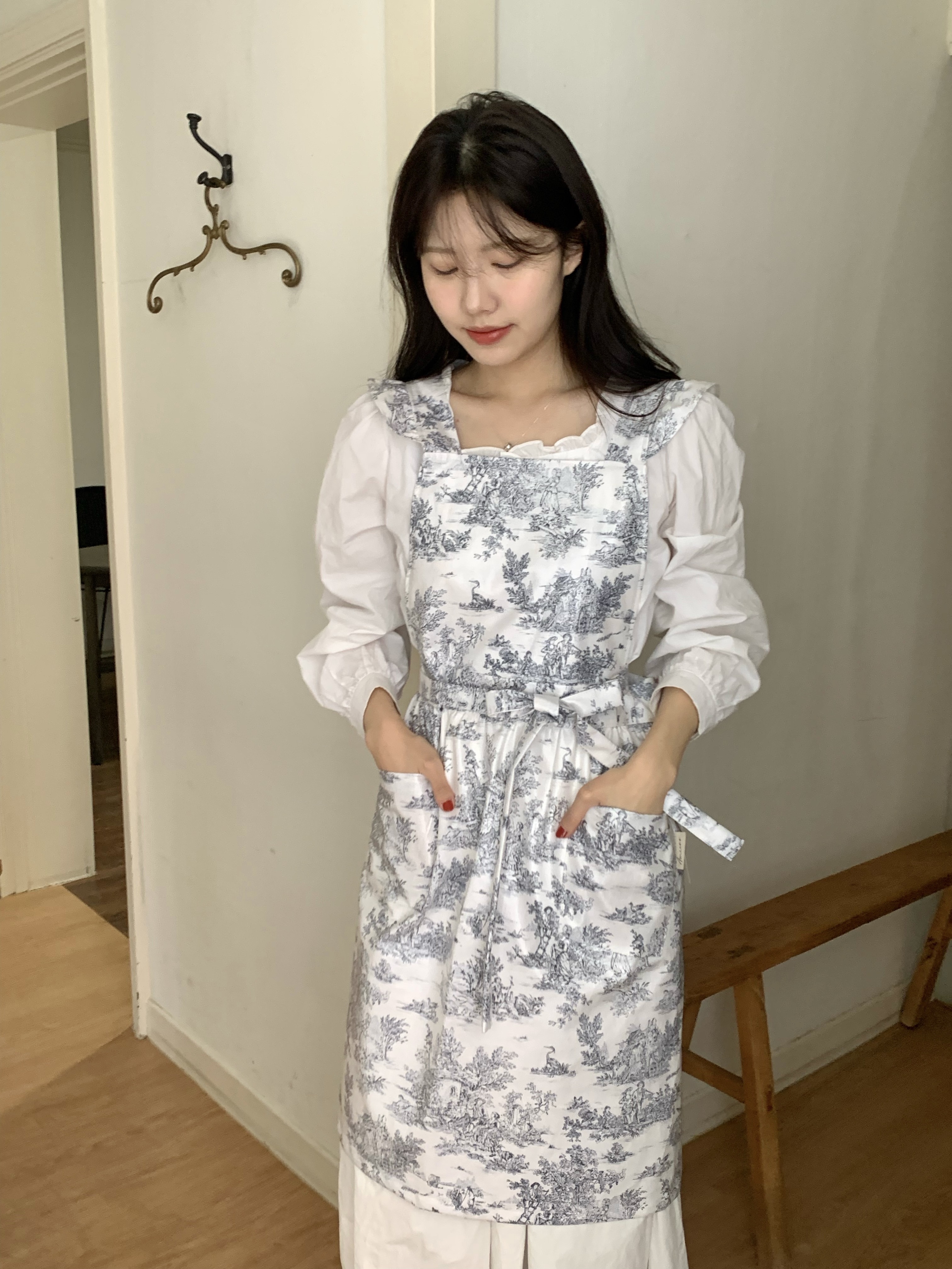 아미앙스 어깨프릴 방수 앞치마 애견미용 미용실 꽃집 카페 뜨왈 에이프런 - 상세 이미지 5