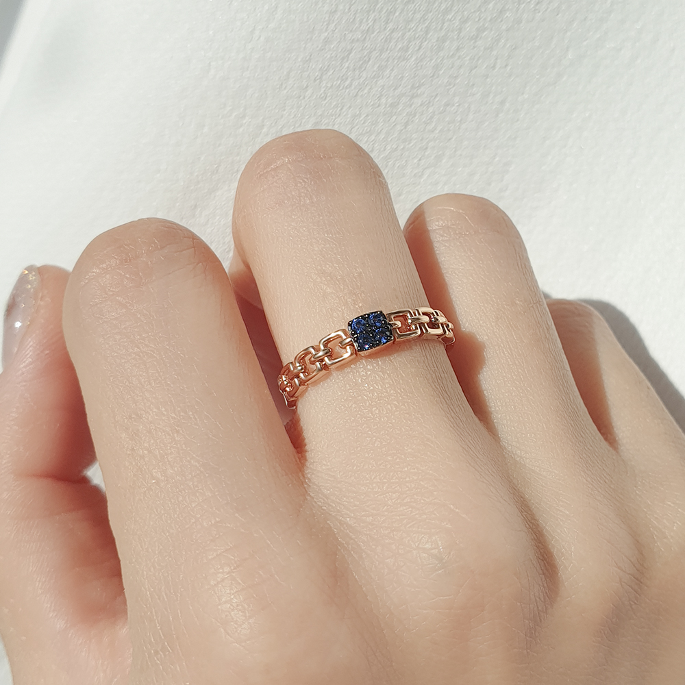검지반지 14케이 18k 여성 명품 검지 중지 블루 금 반지 우정링 이미지 8