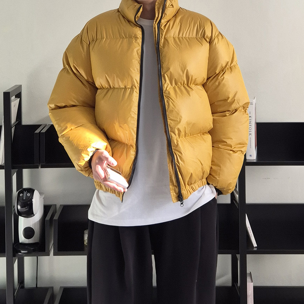 남자 숏패딩 오버핏 방수 웰론 커플 점퍼 유광 패딩