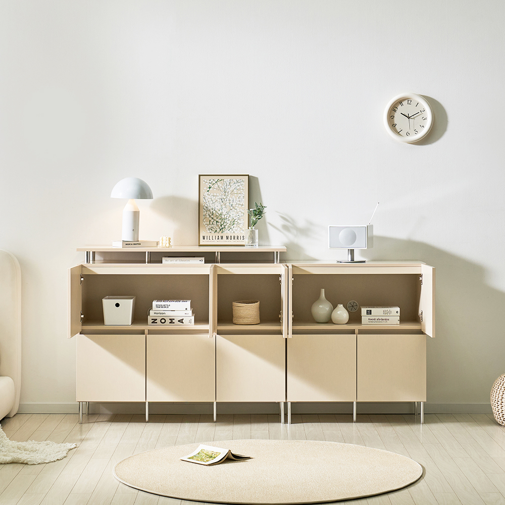 로아 수납장 모듈 다용도 거실 맘마존 (다리형) 800, 2단, 크림화이트