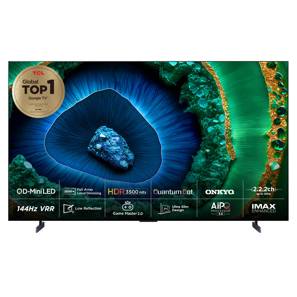 TCL [중고] 85C855_R_A 4K QD-Mini LED 구글 TV 스탠드형 85인치 정면 제품 사진