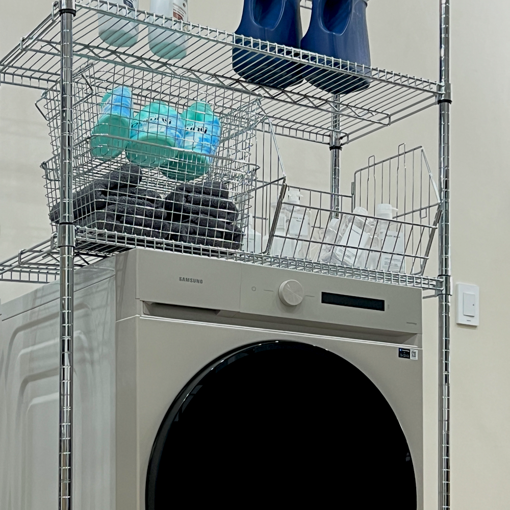 조립식 철제 선반 앵글 랙 베란다 세탁기 위 철앵글 메탈 파이프랙 100 60X35 1단