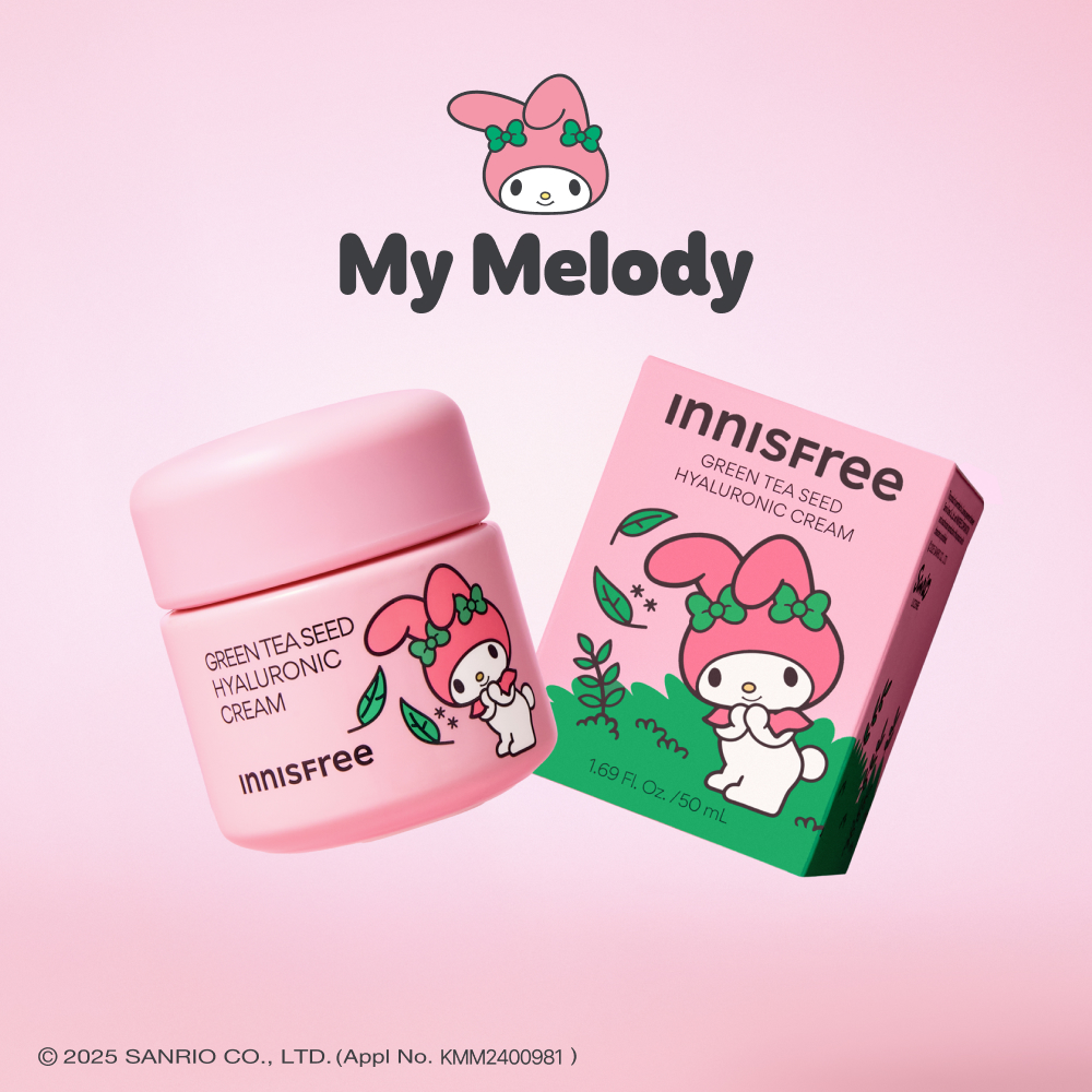 이니스프리X마이멜로디 그린티 씨드 히알루론산 수분크림 / 진정 보습 속건조 화잘먹 50mL, 1개 (단지형) 이미지 3