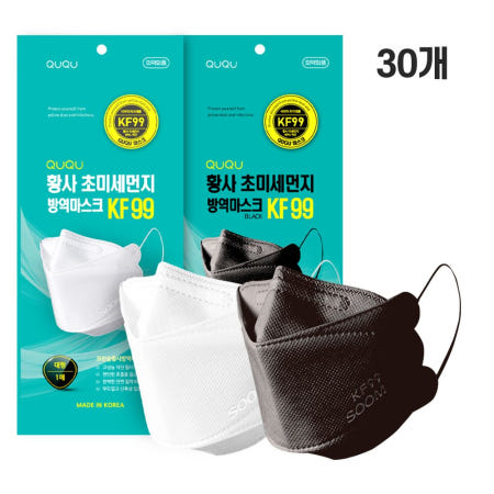 퓨어텍 퓨어텍 QUQU 황사 초미세먼지 방역마스크 KF99 개별포장 30매