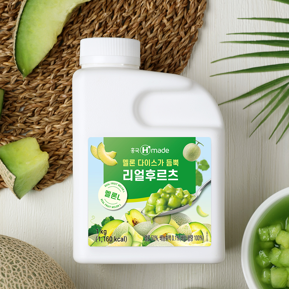 흥국 리얼 후르츠 멜론 농축액 1kg 2개 메론 과육 - 상세 이미지 2