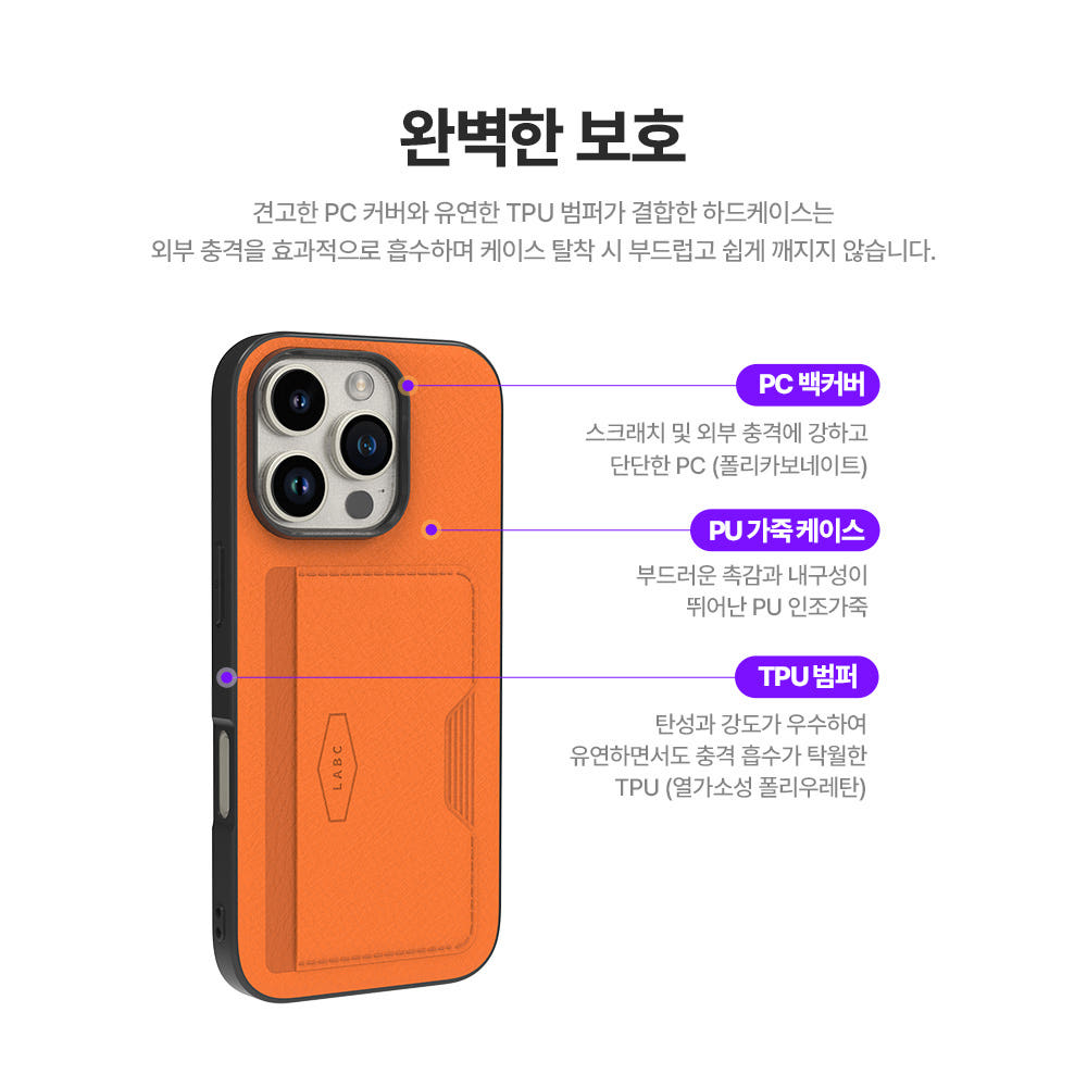랩씨 카드 수납 슬롯 레더 지갑 케이스 퍼플, 아이폰16 프로 - 상세 이미지 4