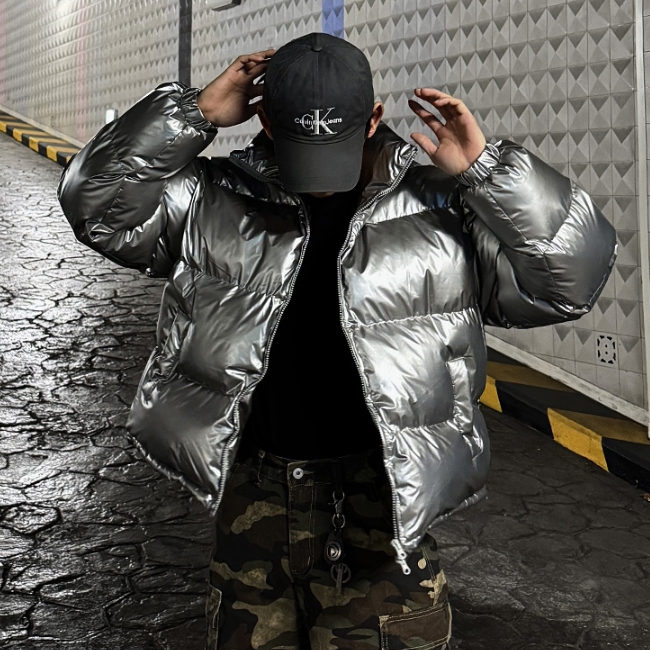 남자 휴메 오버핏 유광 글로시 따뜻한 웰론 푸퍼 패딩 점퍼