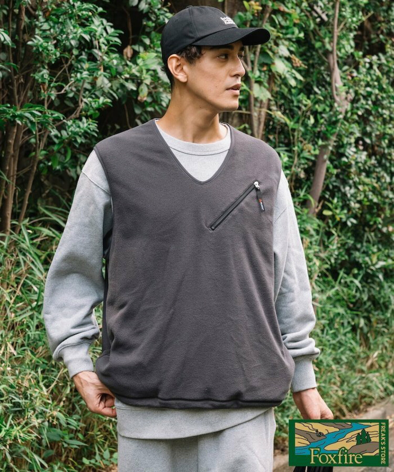 Foxfire x 프릭스스토어 별주 폴라텍 po 조끼 베스트 차콜그레이 - 상품 이미지