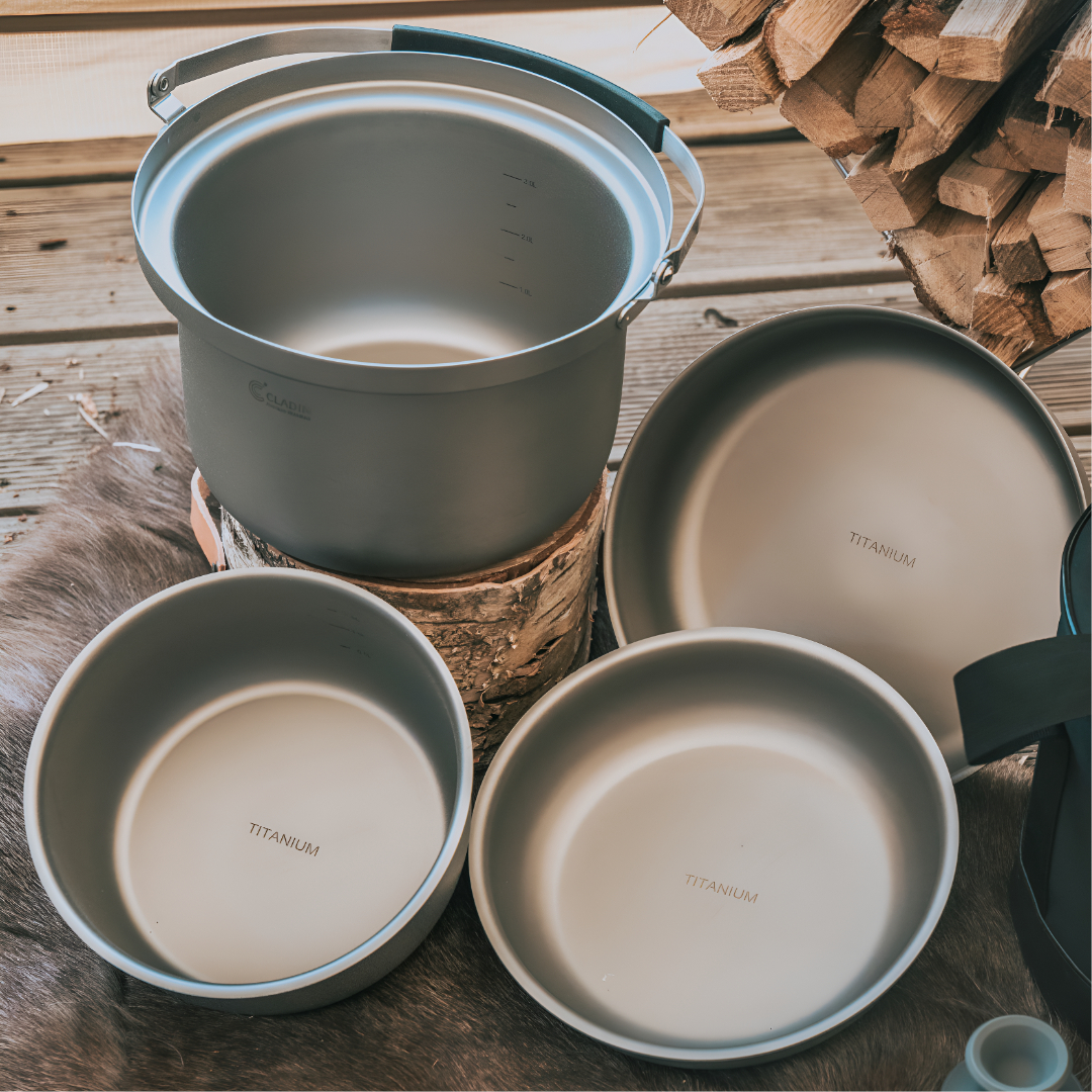 클래딘 리얼 티타늄 캠핑 코펠 V2 통3중 티타늄 코펠 세트 13p