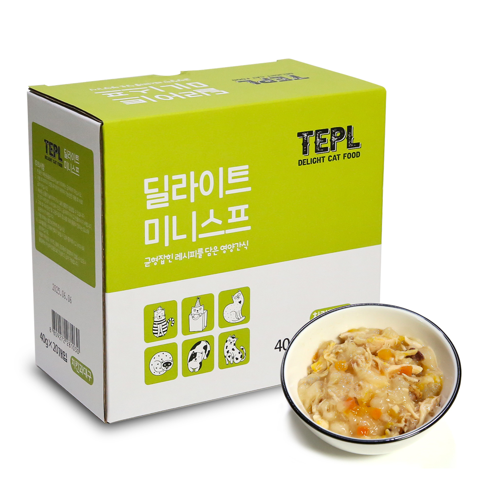 테플 딜라이트 미니스프 40g x 20개 치킨과 대구 고양이간식