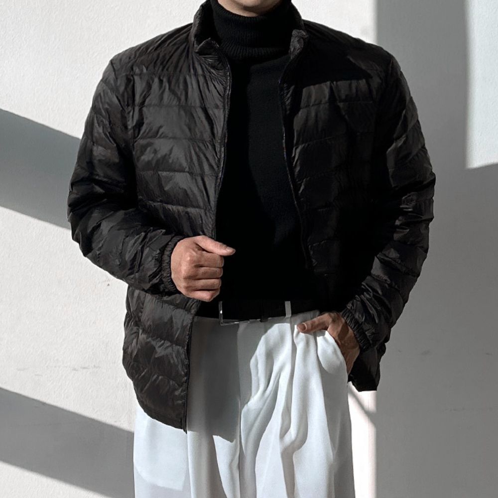 남자 르우 오리털 100 하이넥&후드 2타입 덕다운 경량 패딩