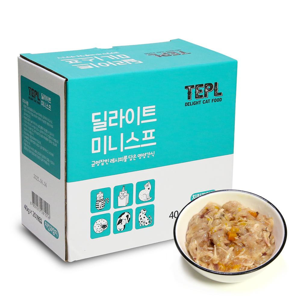 테플 딜라이트 미니스프 40g x 20개 치킨과 참치 고양이간식 - 상품 이미지