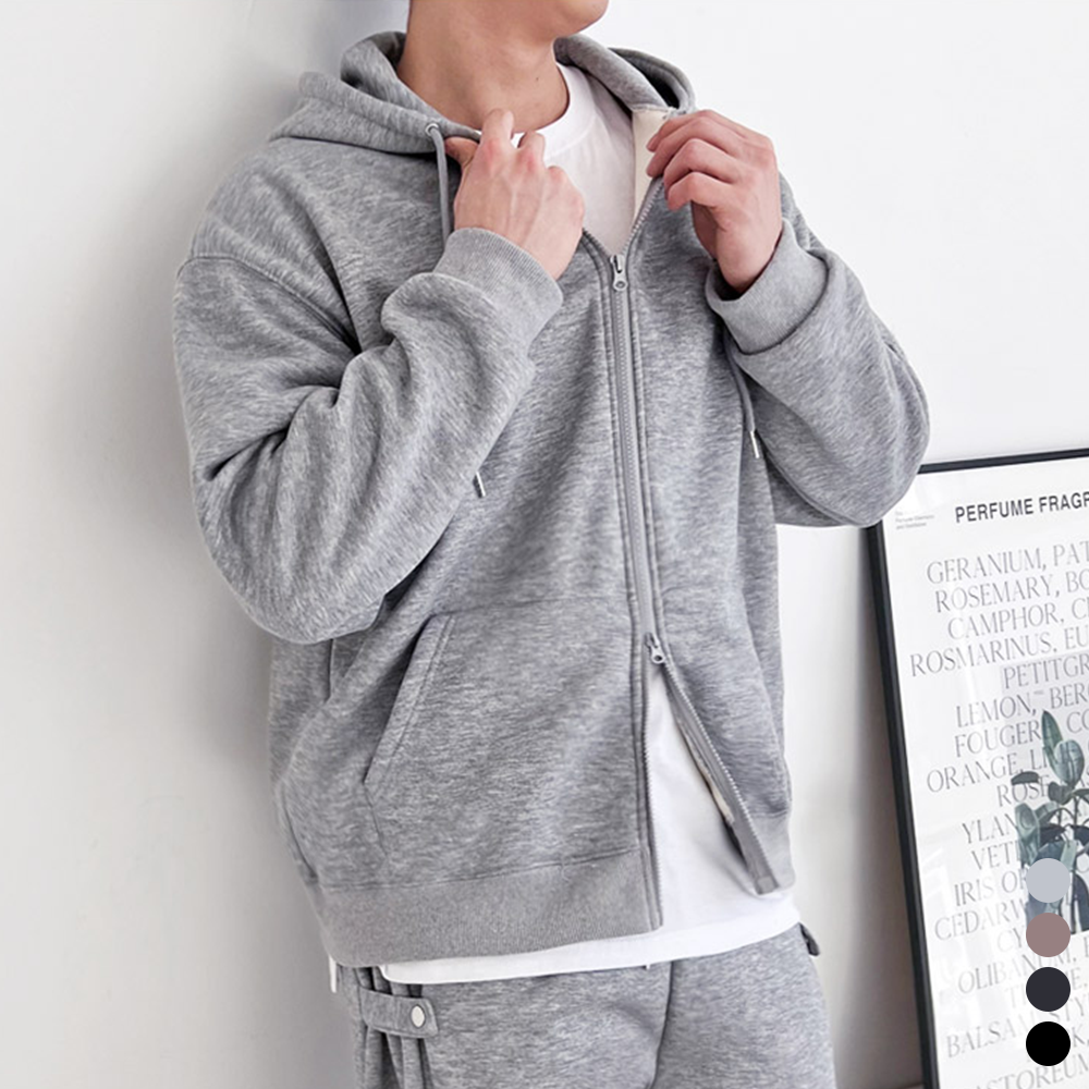 양기모후드집업 두꺼운 양털 커플 남자 오버핏 겨울 후드 집업