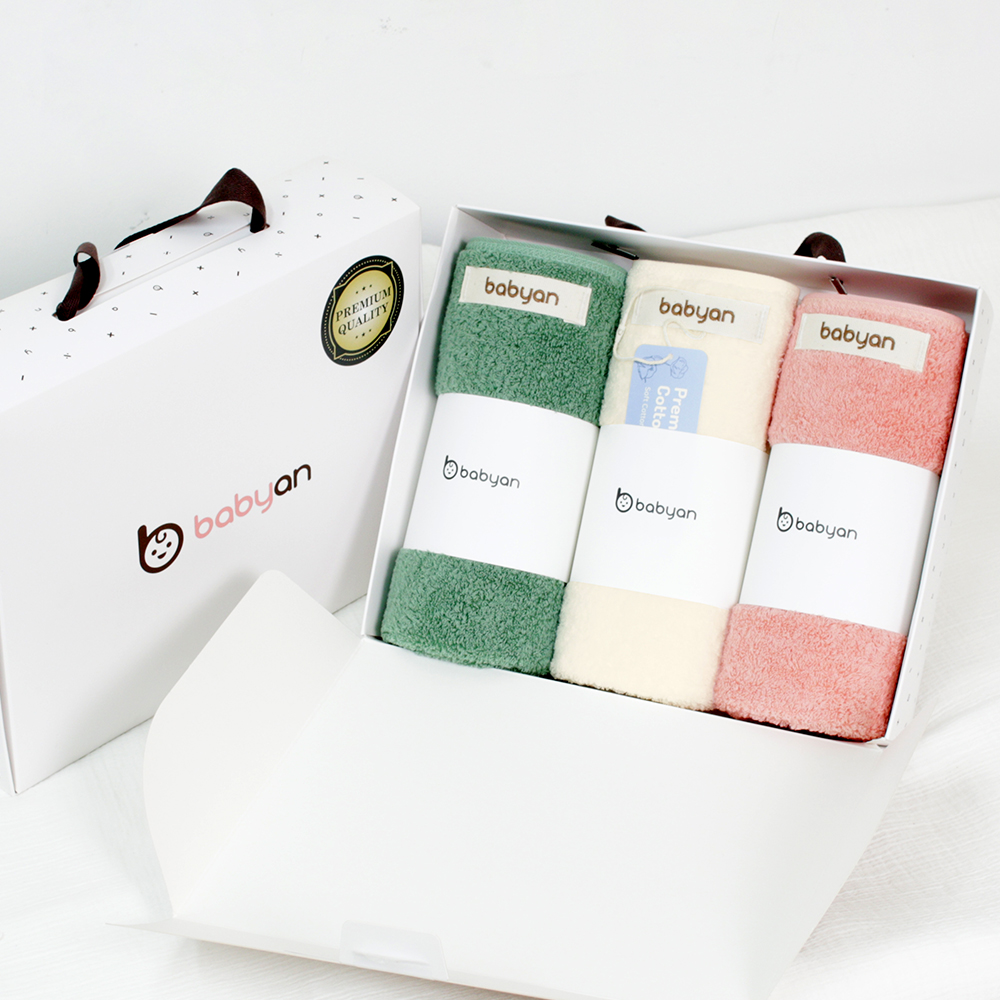 베이비앙 최고급 프리미엄 코마사 60수 순면 오버사이즈 세면타올 (45x90cm) (220g) (아기목욕타올 대용) (3종 세트)
