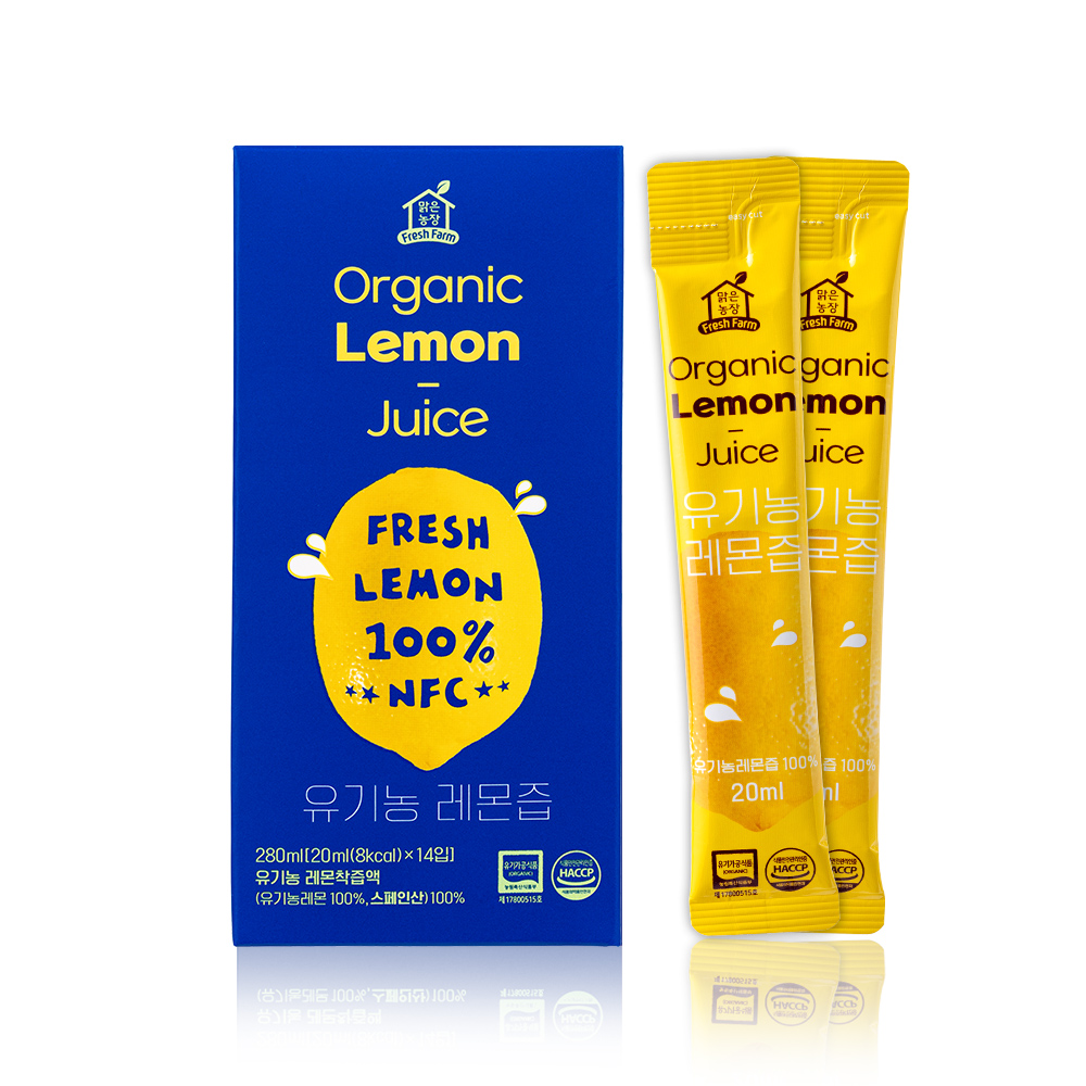 맑은농장 NFC 착즙 100% 유기농 레몬즙 스틱 14포 레몬수 레몬 원액 레몬물