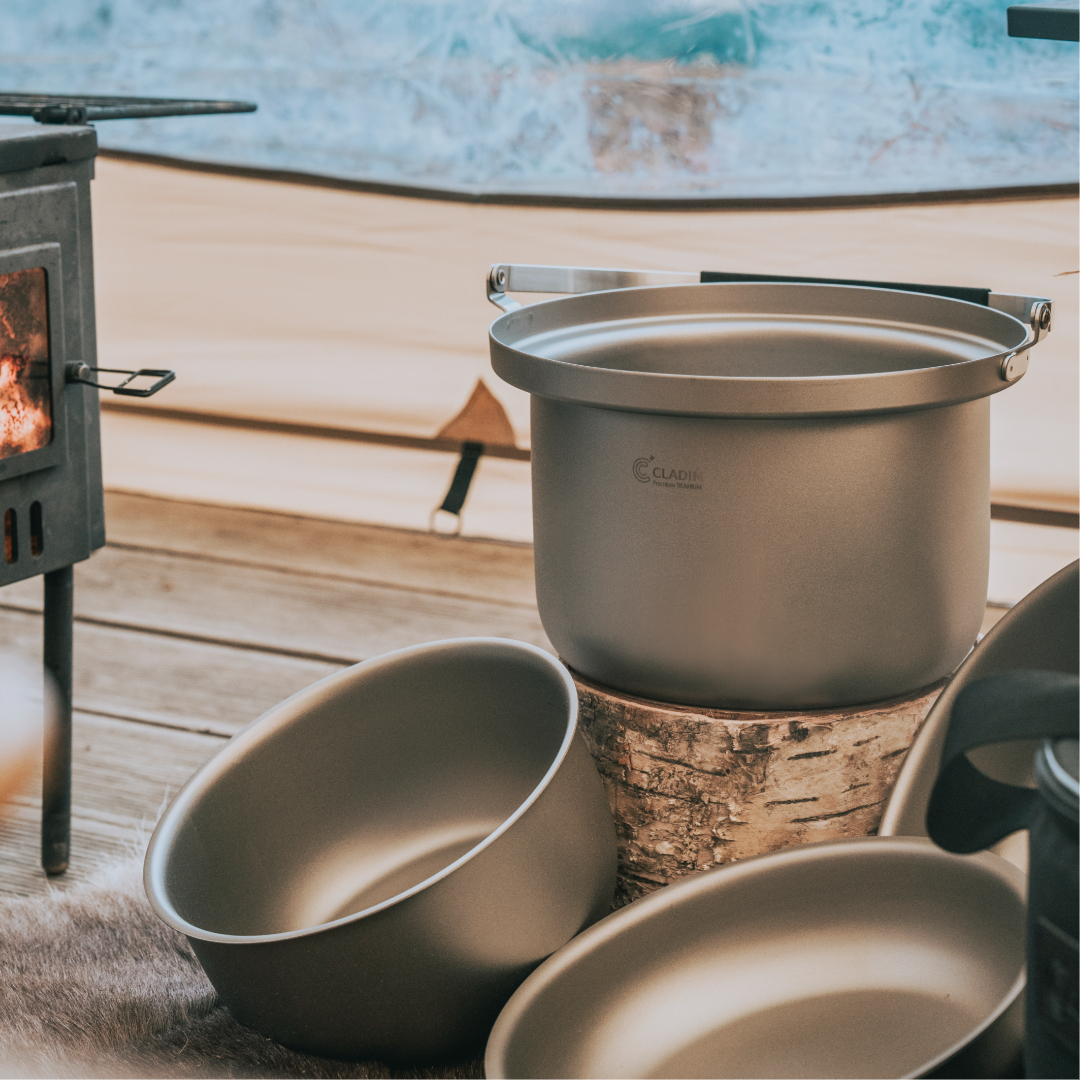 클래딘 리얼 티타늄 캠핑 코펠 V2 통3중 티타늄 코펠 세트 13p