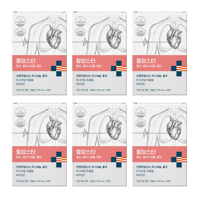 혈압스타 코엔자임Q10 마그네슘 홍국 식약처인정 혈압 건강기능식품 30정, 1개