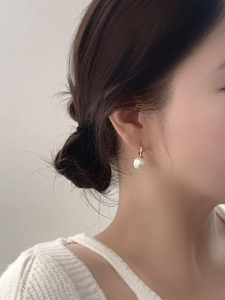 셀프러브 클래식 원터치 진주링(12mm) - 925실버 핵진주 웨딩 혼주 돌잔치 링귀걸이