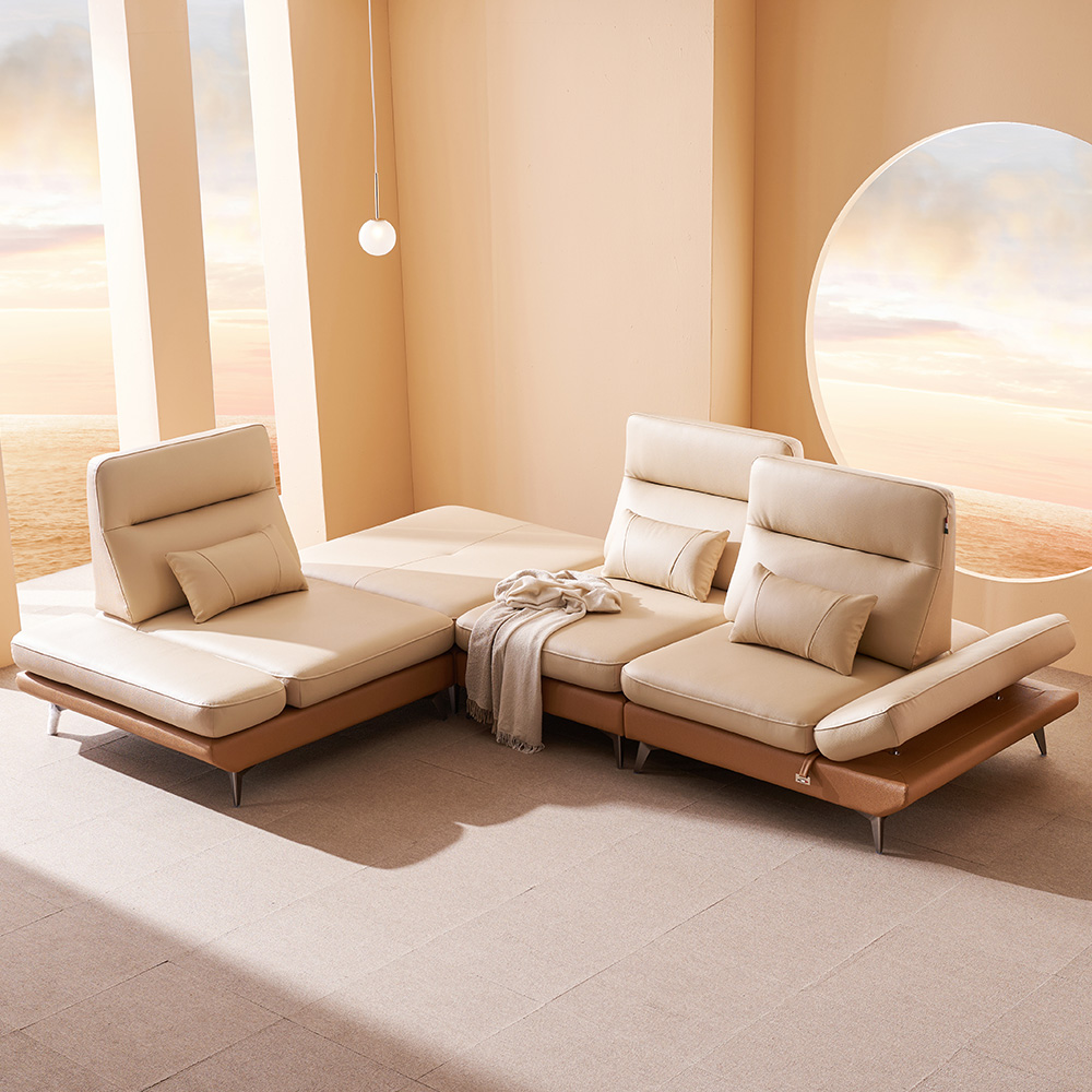 쉐우드가구 드벨리 이태리 천연통가죽 스윙 소파 3.5인용 / 국내제조 자재등급E0