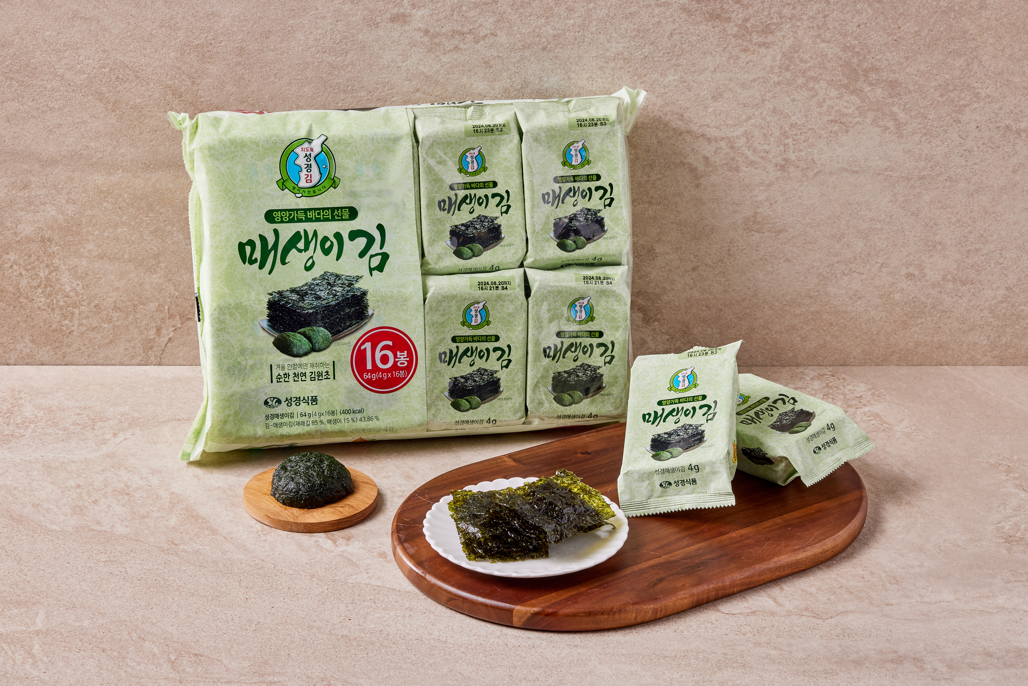 [성경김본사] 매생이 도시락김 4g x 16봉 64g, 1개 - 상세 이미지 3