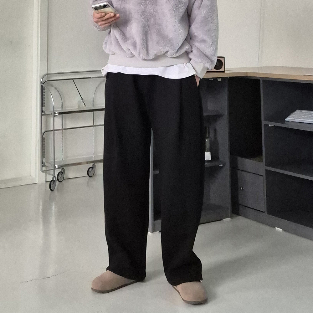 남자 기모바지 밴딩 와이드 벌룬 스웻 팬츠 남자겨울바지 - 상품 이미지