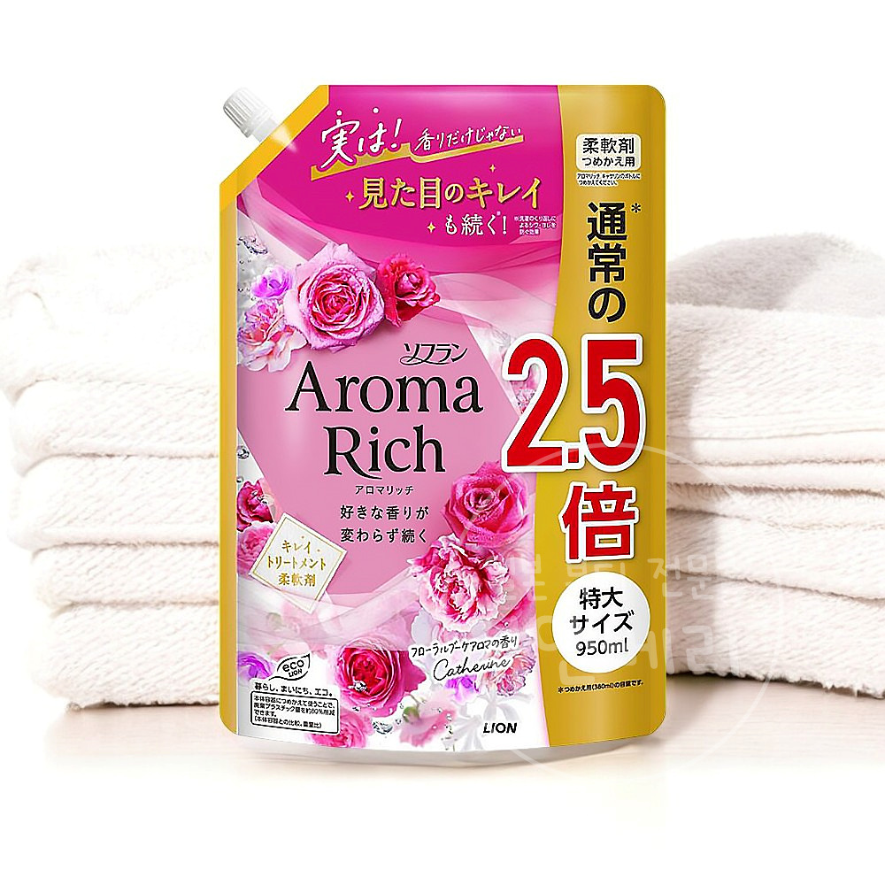 라이온 소프란 아로마리치 섬유유연제 캐서린 플로럴 부케향 리필 950ml - 메인 이미지