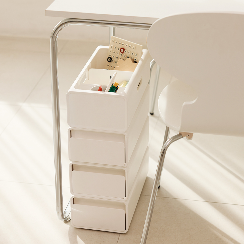 수플레 미니 서랍장 틈새 슬림 폭좁은 서랍장 4단