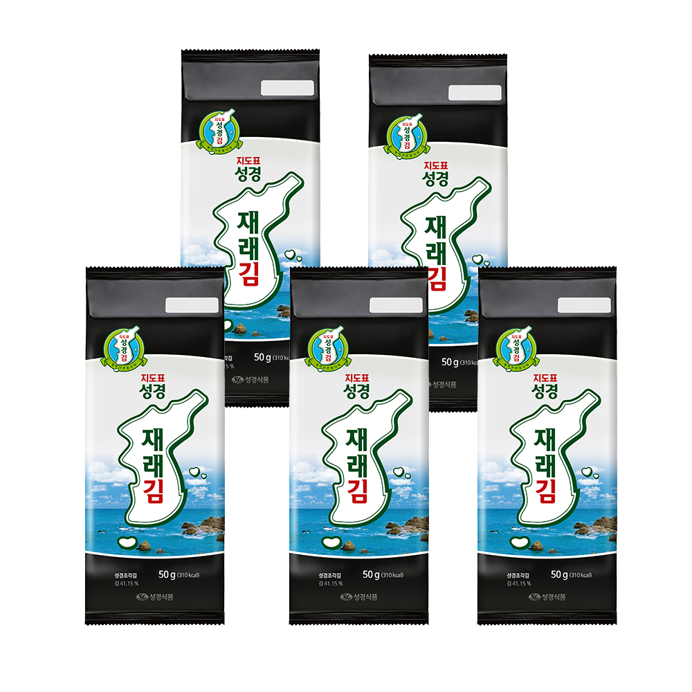 [성경김본사] 대용량 재래 도시락김(80매) 50g, 5개 - 상품 이미지