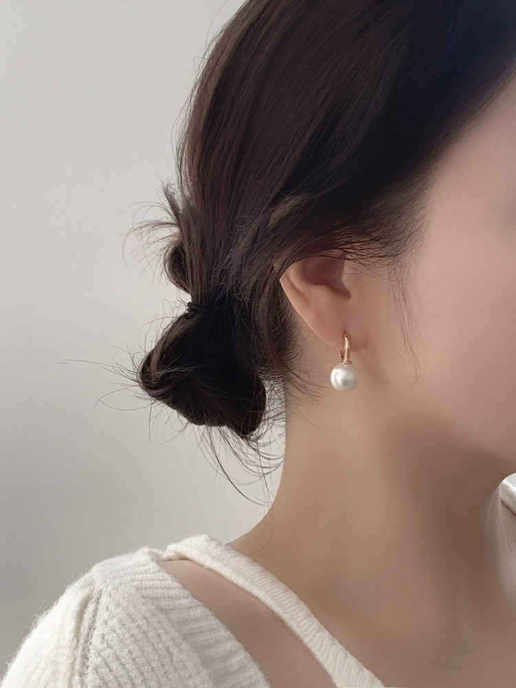 셀프러브 클래식 원터치 진주링(12mm) - 925실버 핵진주 웨딩 혼주 돌잔치 링귀걸이