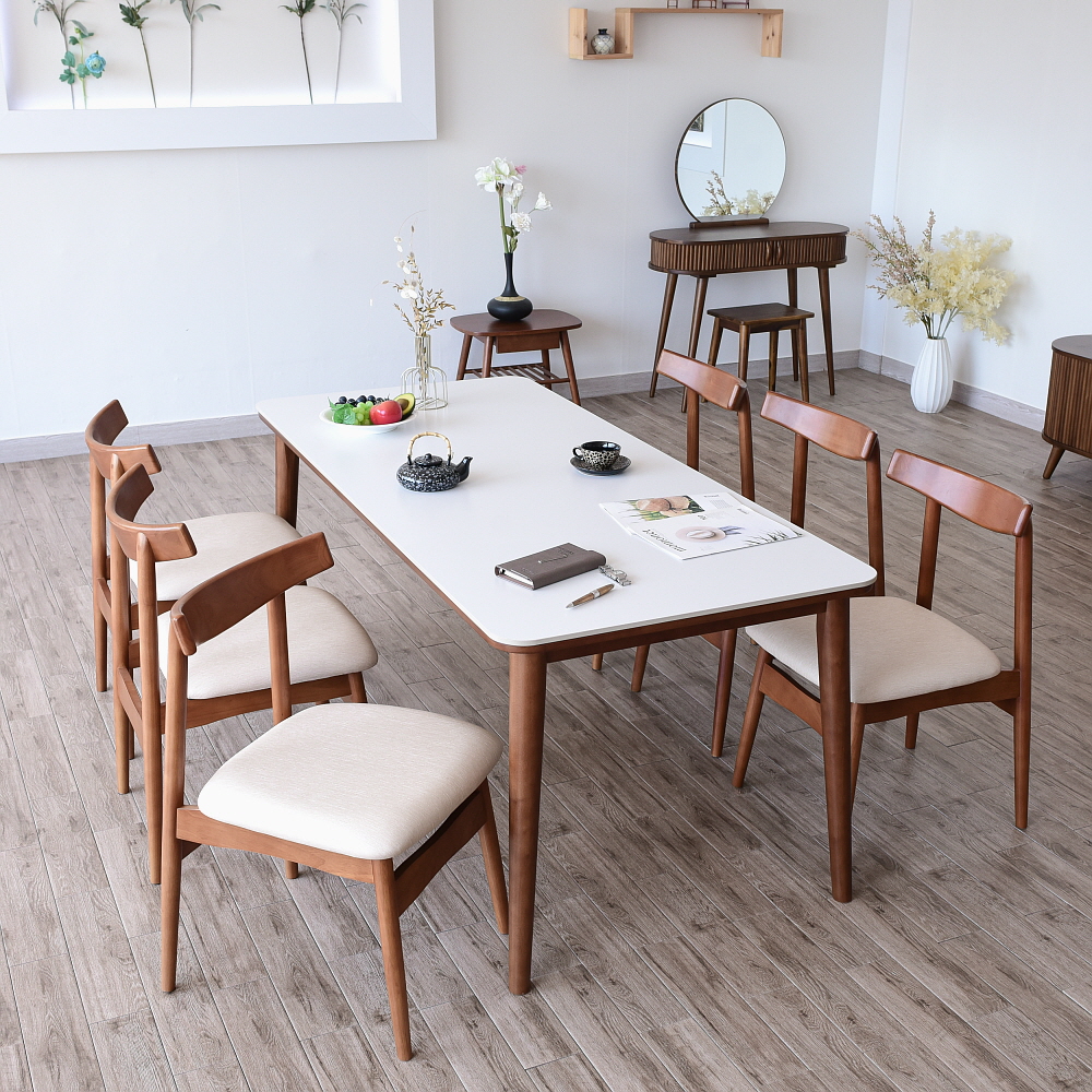 이즈네이처 머큐리 포세린 세라믹식탁 6인용식탁세트 원목식탁 의자6개