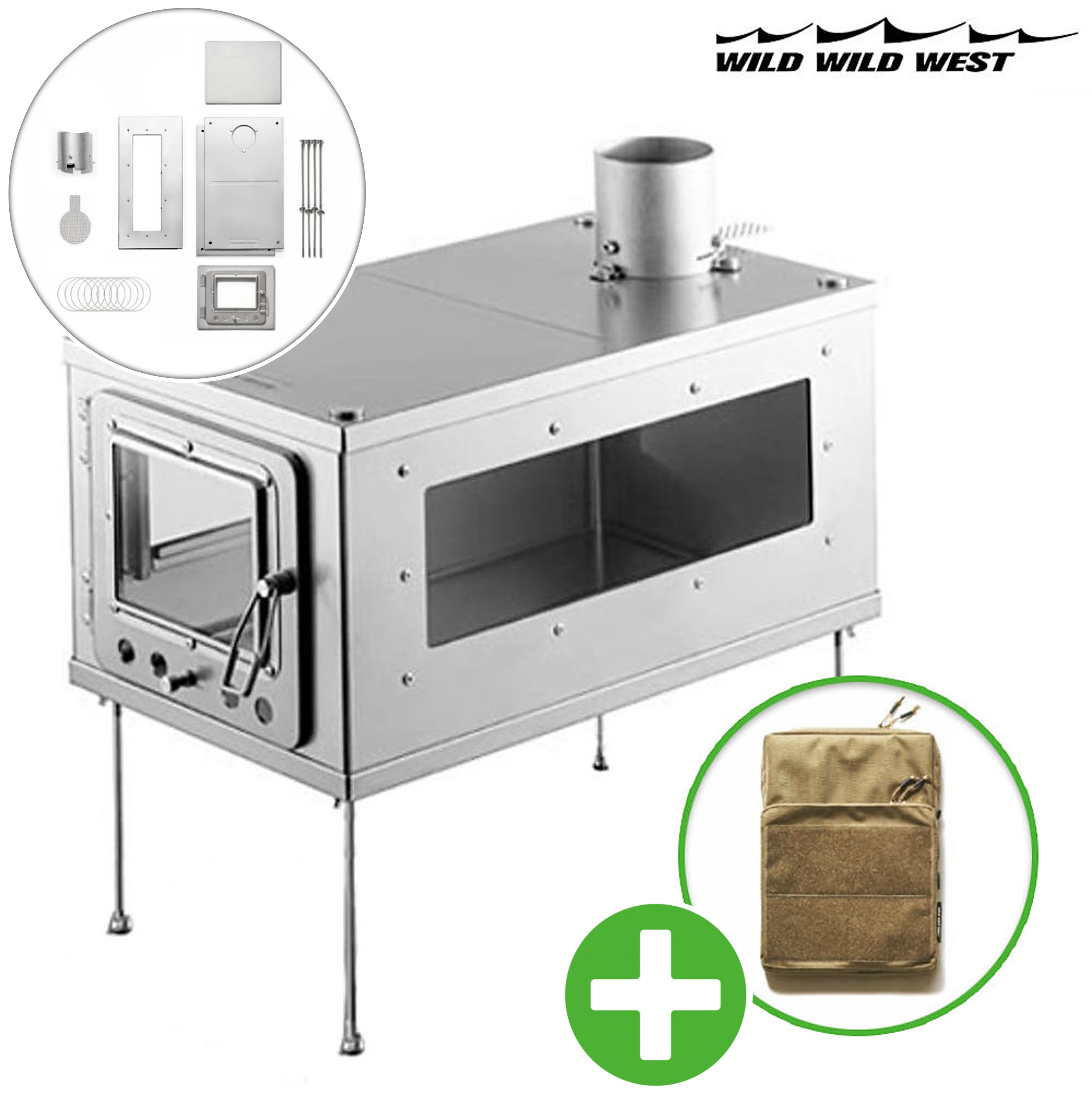 와일드와일드웨스트 화목 난로 티타늄 W 스토브 화로대 가정용 캠핑 실내 사이드뷰 와와웨