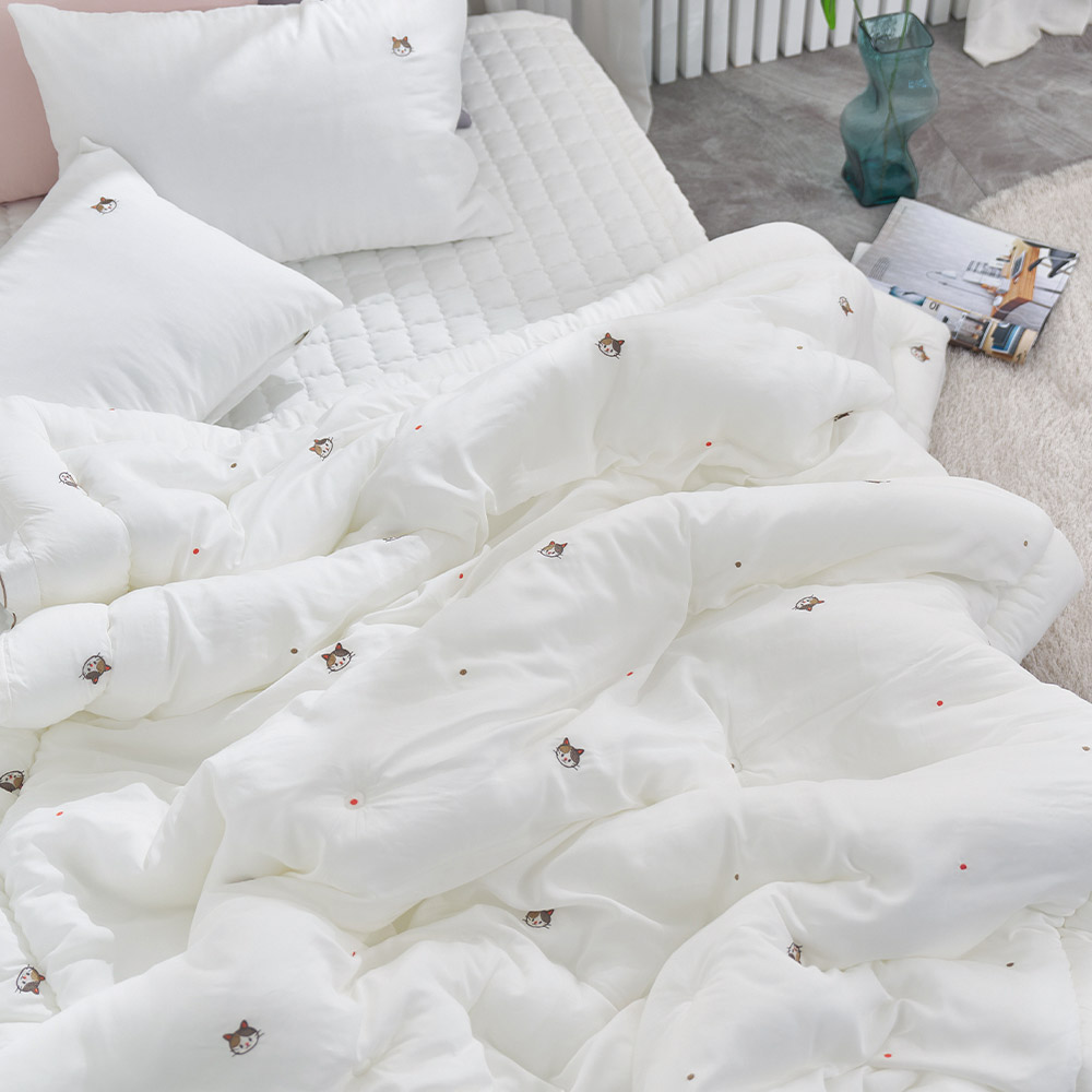 포그닝 모달 고양이 고급자수 차렵이불 친환경 옥수수솜 항균 겨울 침구 단품 SS