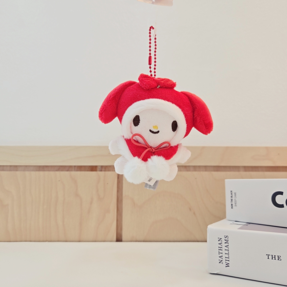 산리오 산타 키링 인형 헬로키티 시나모롤 쿠로미 폼폼푸린 마이멜로디 - 상세 이미지 3