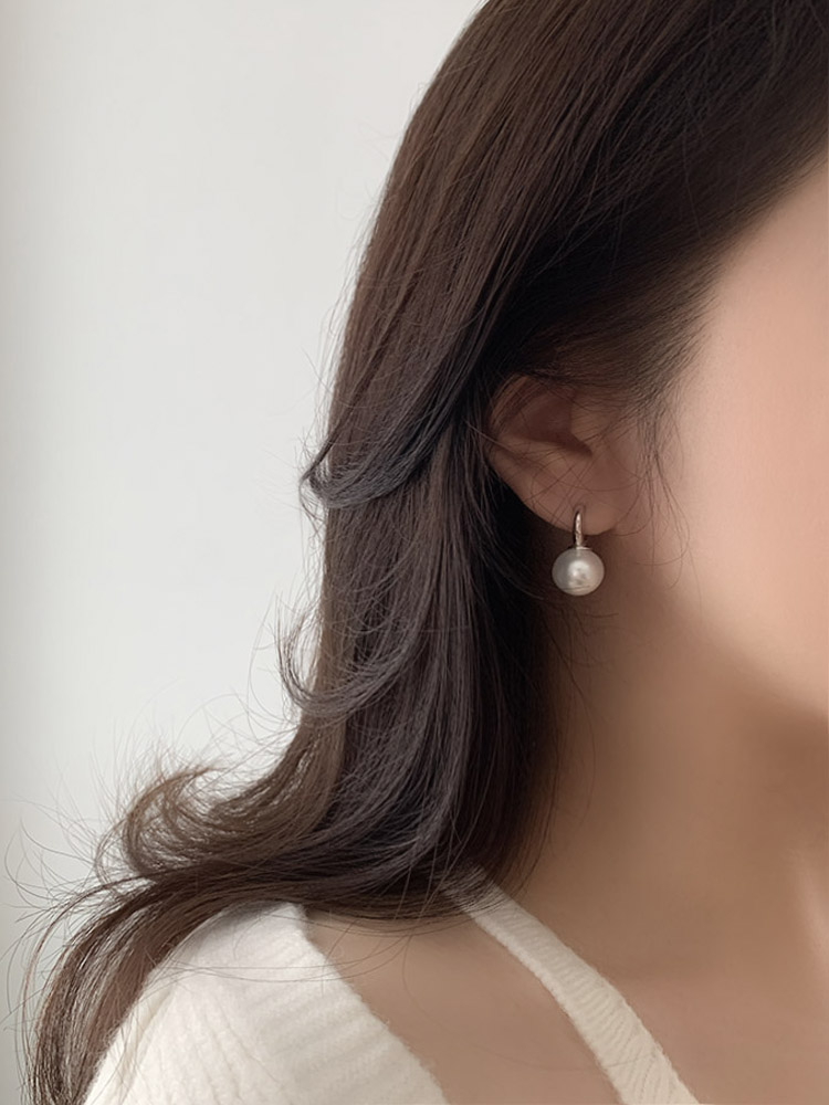 셀프러브 클래식 원터치 진주링(12mm) - 925실버 핵진주 웨딩 혼주 돌잔치 링귀걸이