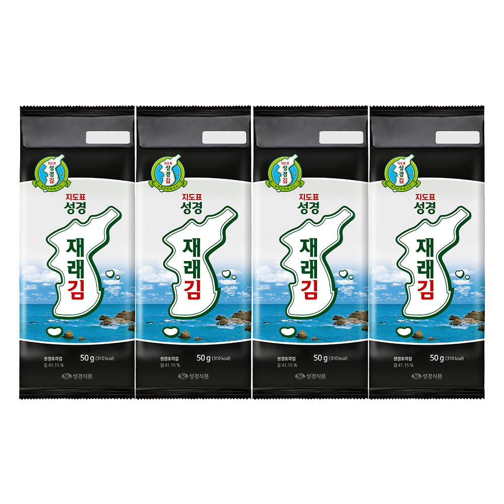 [성경김본사] 대용량 재래 도시락김(80매) 50g, 4개 - 상품 이미지